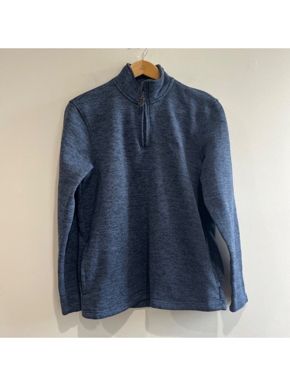 Chaps Quarter Zip Pullover Sweater Mens L Blue Heather
